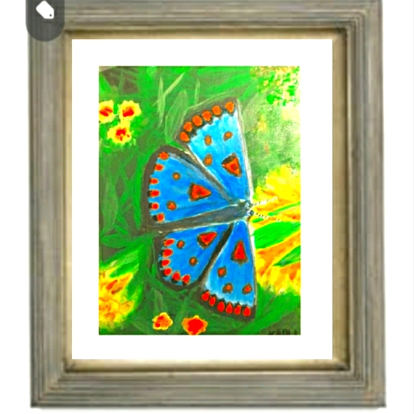 KAPUart Other - "Flutterby on Dandelion" butterfly on ca…